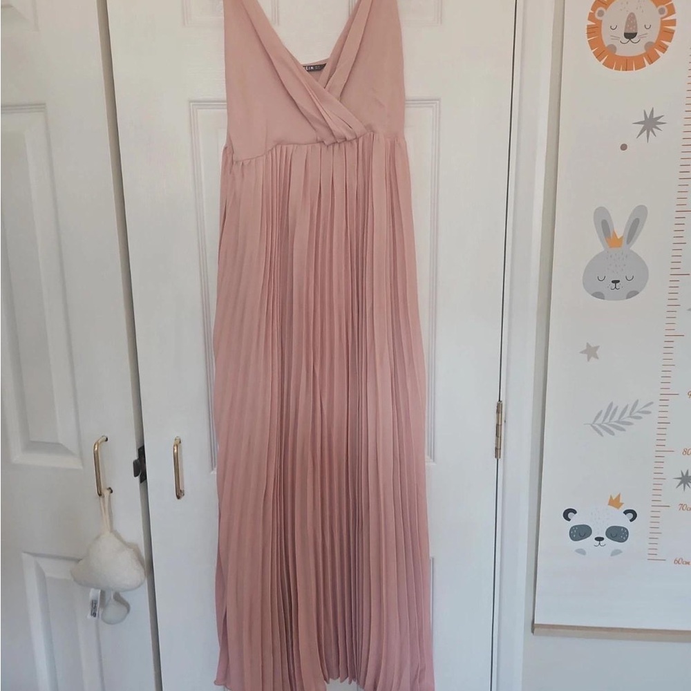 SHEIN Pink Pleated Maxi Dress